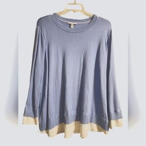 ISAAC MIZRAHI LIVE Women's Blue Sweater with Cream Underlayer | Size 2X